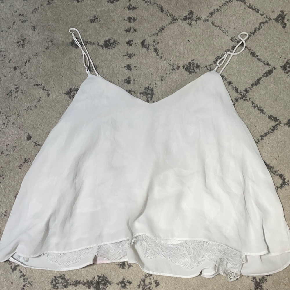 Zara white tank with lace trim